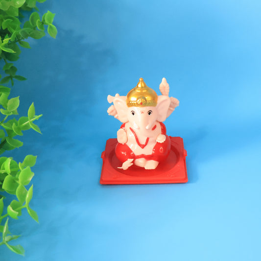 Small Lord Ganesh Idol in Transparent Case – Decorative Figurine for Home, Office & Festival Décor