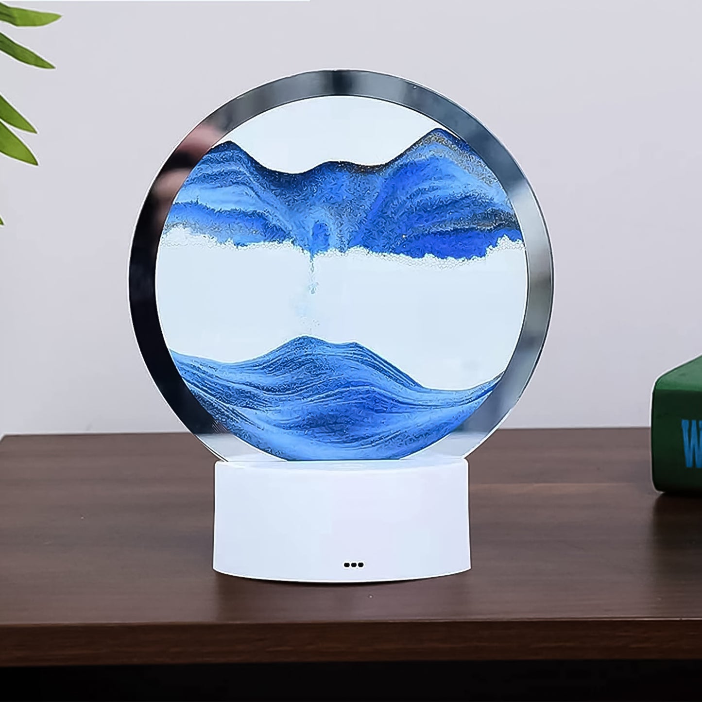 5-Color LED Moving Sand Art Picture – Rotating Glass Frame with Flowing Sand & Light | Desktop Stress Relief & Home Decor