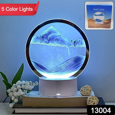 5-Color LED Moving Sand Art Picture – Rotating Glass Frame with Flowing Sand & Light | Desktop Stress Relief & Home Decor