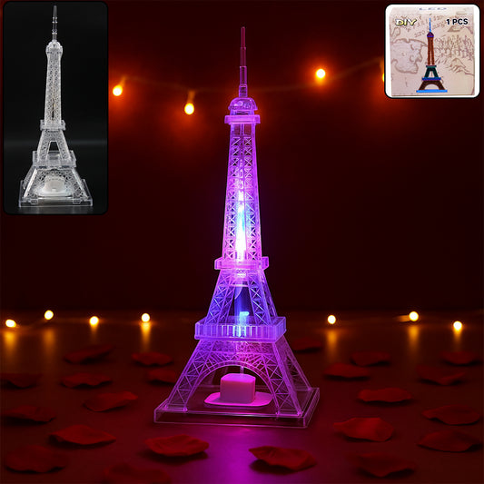 LED Eiffel Tower Decorative Night Light – DIY Crystal Multicolor Lamp for Bedroom, Living Room, Parties & Gifting (1 Pc)
