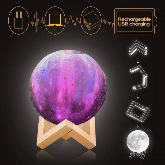 3D 2-in-1 LED Printed Moon Lamp & Aroma Diffuser – USB Humidifier Night Light for Home & Relaxation