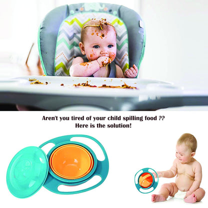 Portable 360° Rotating Gyro Bowl – Non-Spill Toddler Snack & Feeding Dish, Anti-Spill Planet Saturn Design
