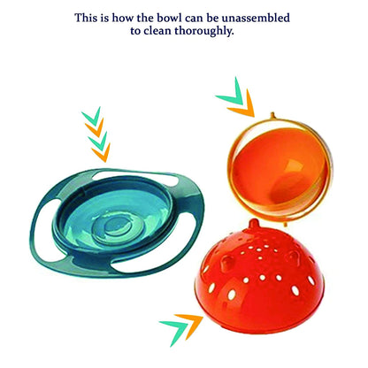 Portable 360° Rotating Gyro Bowl – Non-Spill Toddler Snack & Feeding Dish, Anti-Spill Planet Saturn Design