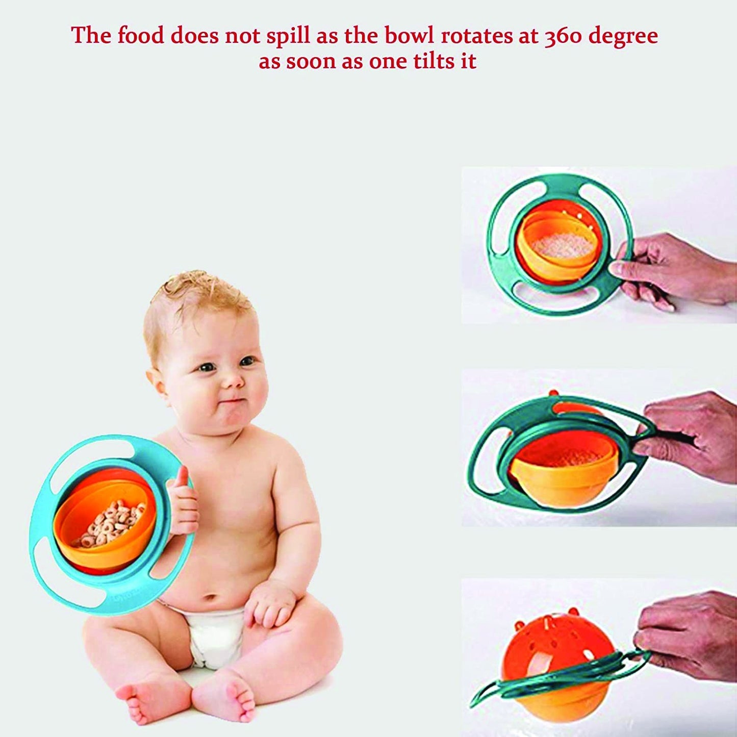 Portable 360° Rotating Gyro Bowl – Non-Spill Toddler Snack & Feeding Dish, Anti-Spill Planet Saturn Design