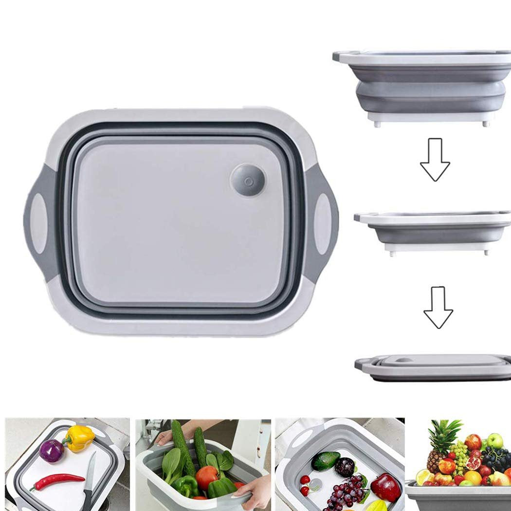 3-in-1 Foldable Chopping Board, Washing Bowl & Dish Rack – Multi-Function Kitchen Tool