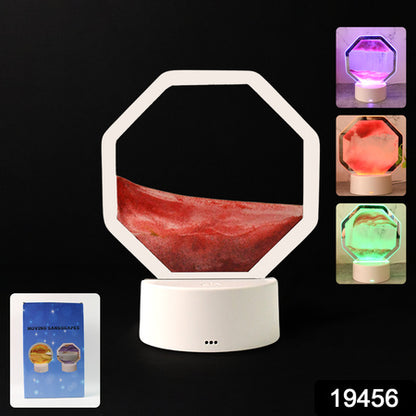 LED Moving Sand Art Table Lamp – Color-Changing Night Light, USB Rechargeable Desktop Sandscape for Stress Relief & Home Décor