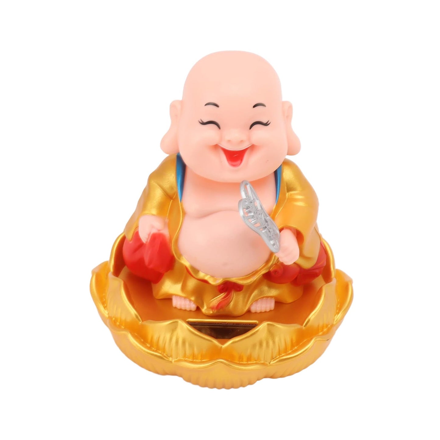 Solar Power Moving Buddha Car Ornament – Nodding & Wobbling Solar Buddha Statue for Dashboard, Desk, Home & Office (1 Pc)