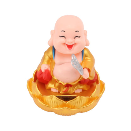 Solar Power Moving Buddha Car Ornament – Nodding & Wobbling Solar Buddha Statue for Dashboard, Desk, Home & Office (1 Pc)