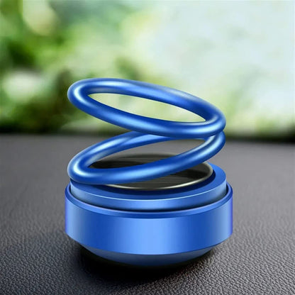 Solar Power Car Aroma Diffuser – 360° Double Ring Rotating Design Car Perfume Air Freshener for Dashboard, Home & Office