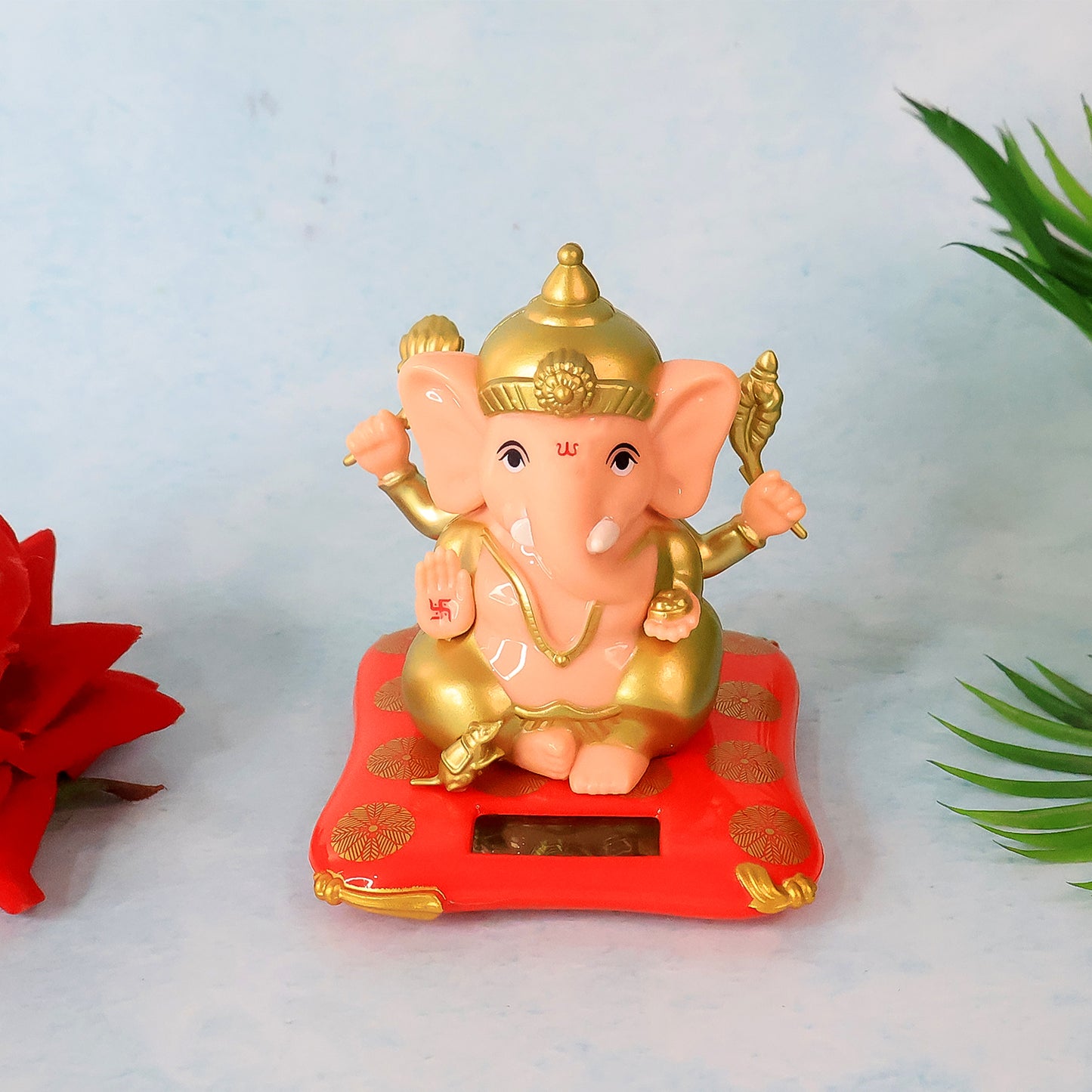 Medium Lord Ganesh Idol with Solar-Powered Base – Decorative Figurine for Home & Office Décor