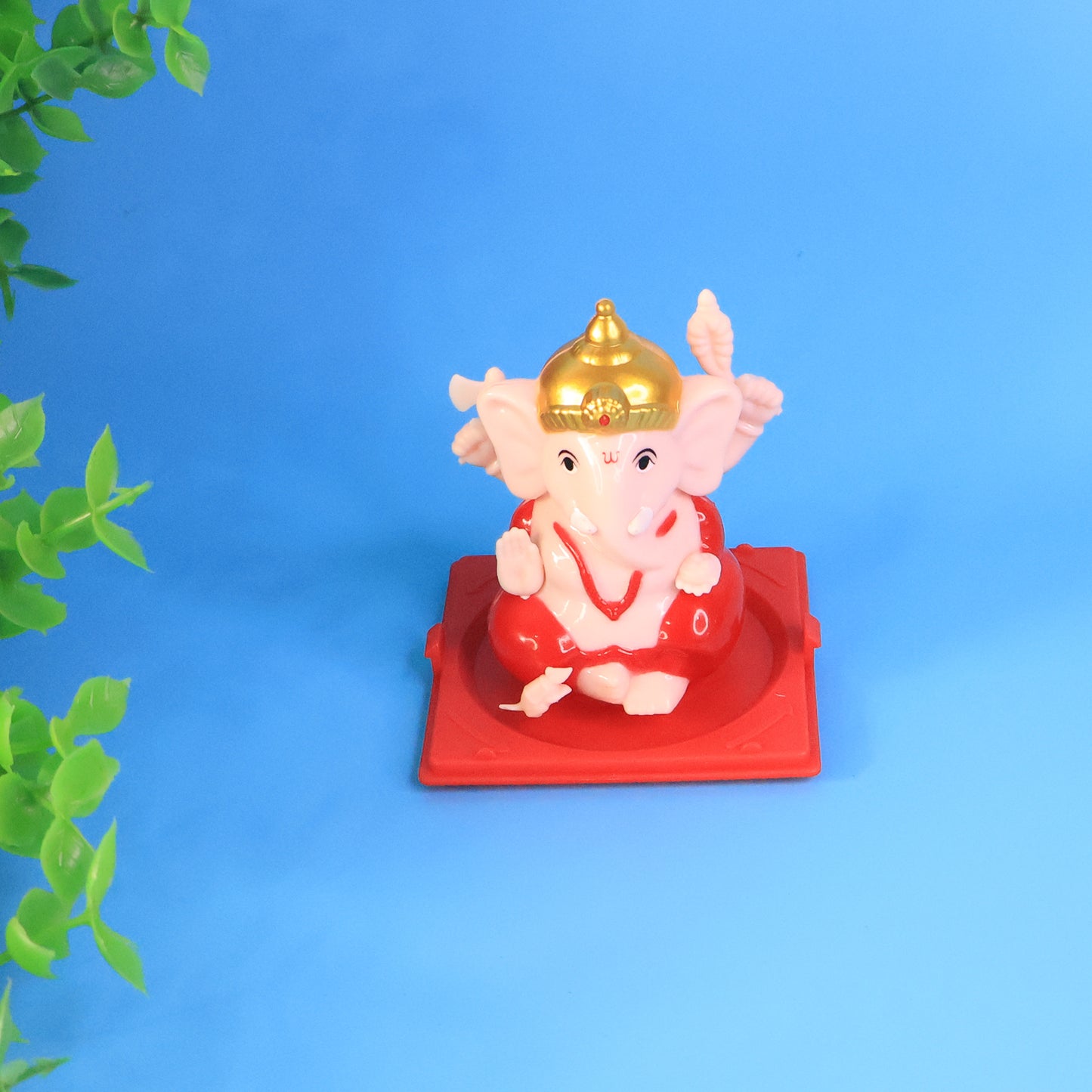 Small Lord Ganesh Idol in Transparent Case – Decorative Figurine for Home, Office & Festival Décor