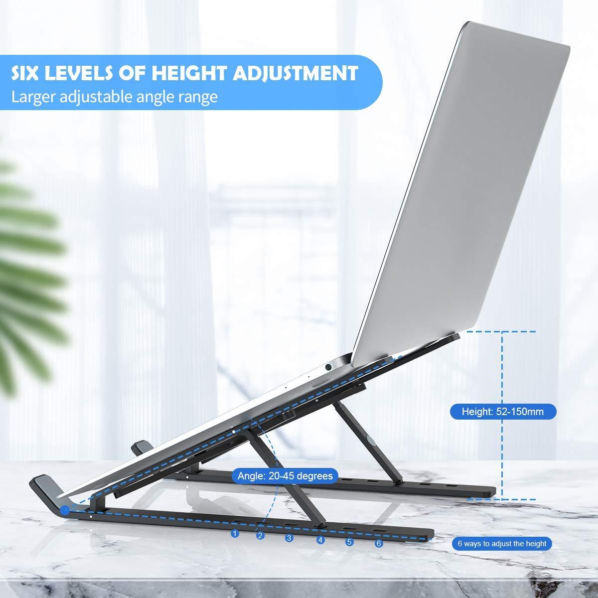 Adjustable Ergonomic Laptop Stand with Foldable Legs – Portable Riser for Desk, Work from Home & Office Use