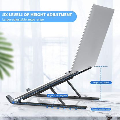 Adjustable Ergonomic Laptop Stand with Foldable Legs – Portable Riser for Desk, Work from Home & Office Use