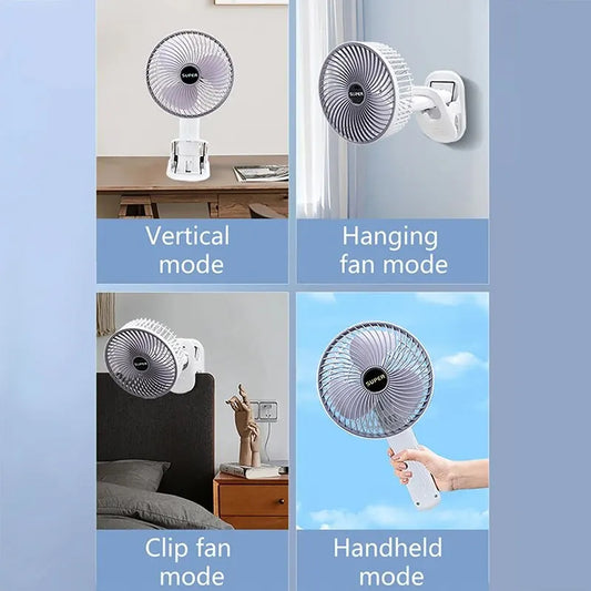 Multifunctional USB Desk Fan – 360° Adjustable, Low-Noise Clip-On Fan for Home, Office, Travel & Camping (1 Pc)