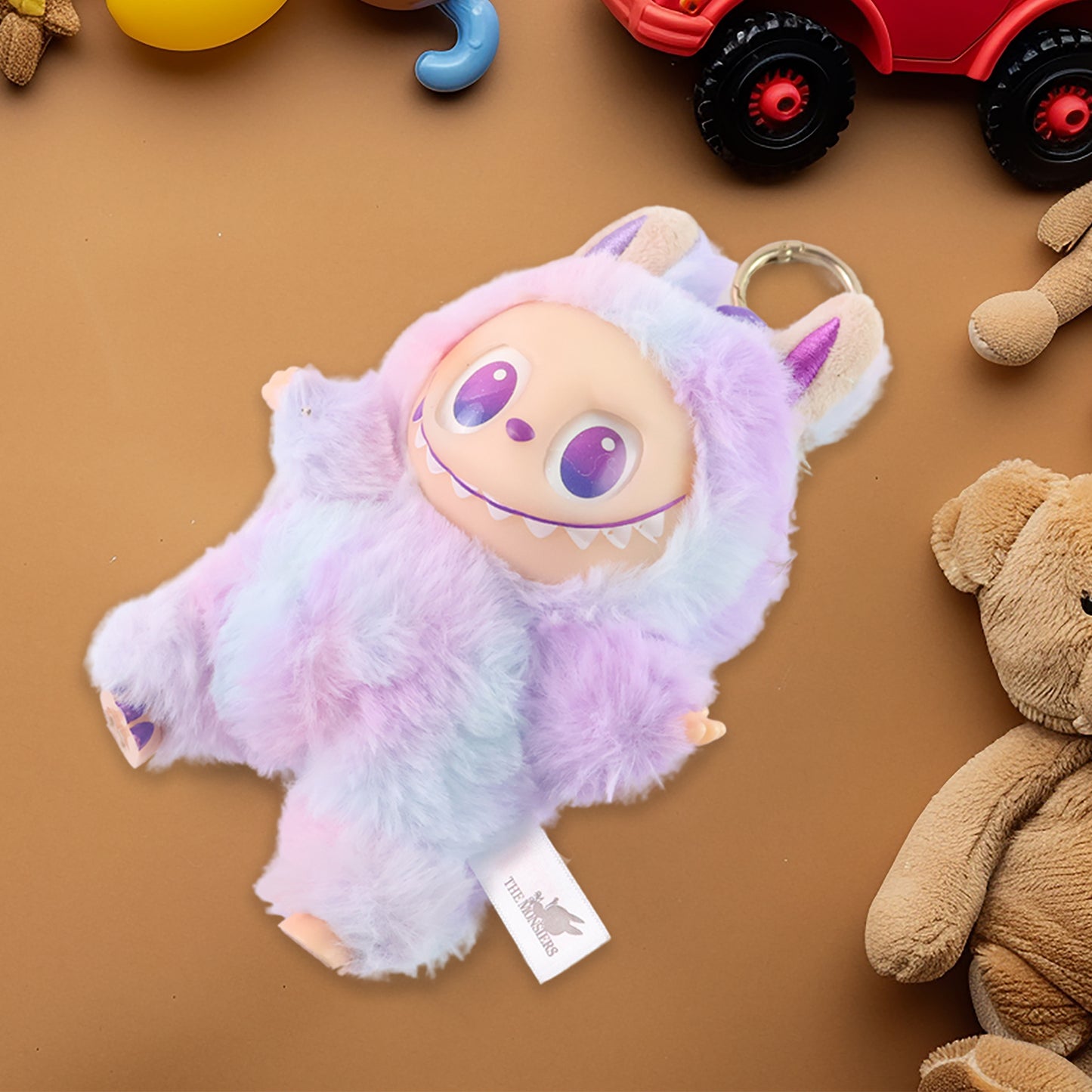 Light Purple Plush Toy Cartoon Keychain with Hook – Soft Mini Stuffed Bag Charm for Kids & Teens (1 Pc)