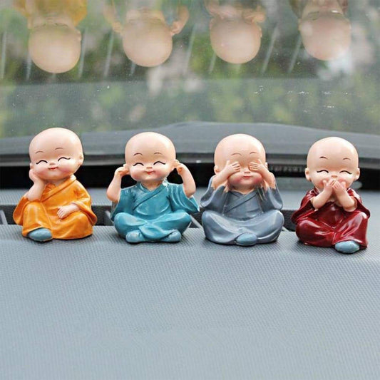 Baby Buddha 4Pc Show Piece Set – Home, Office & Desk Decoration | Lightweight & Handcrafted Spiritual Figurines