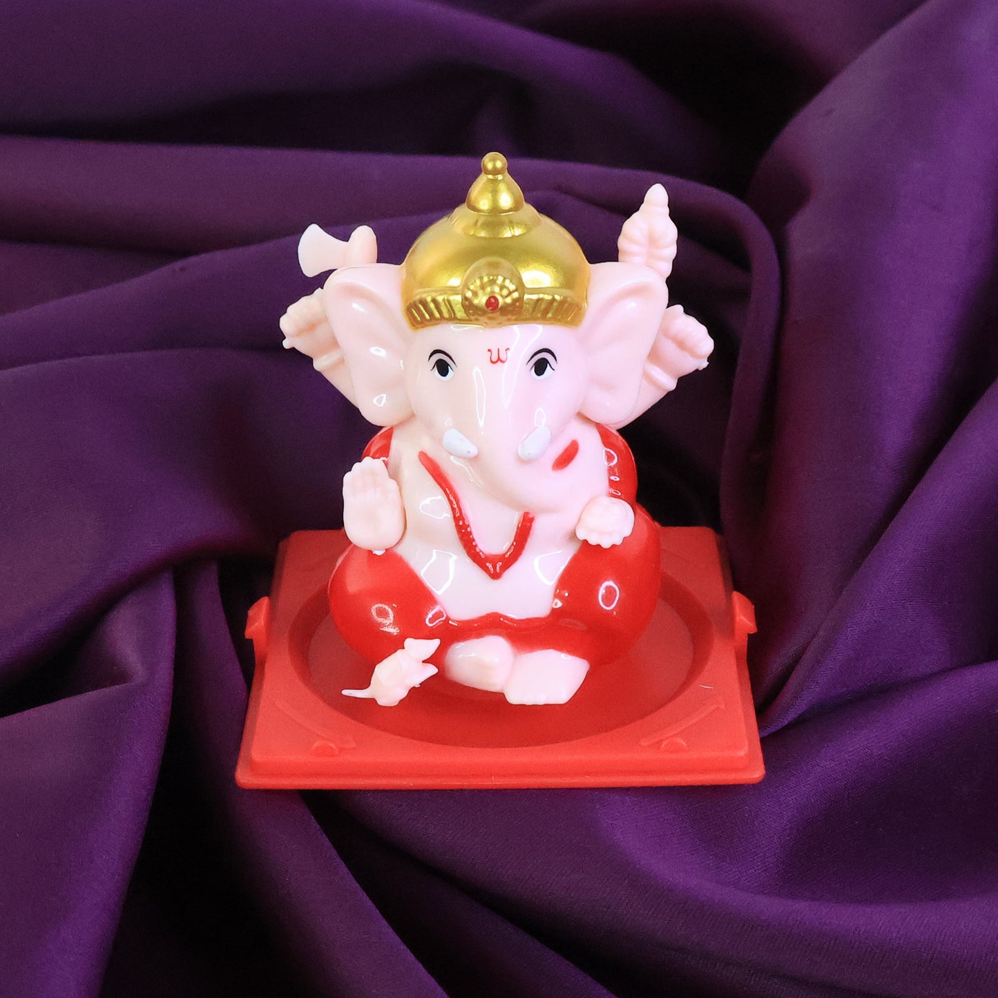 Small Lord Ganesh Idol in Transparent Case – Decorative Figurine for Home, Office & Festival Décor