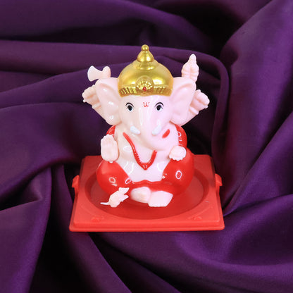 Small Lord Ganesh Idol in Transparent Case – Decorative Figurine for Home, Office & Festival Décor