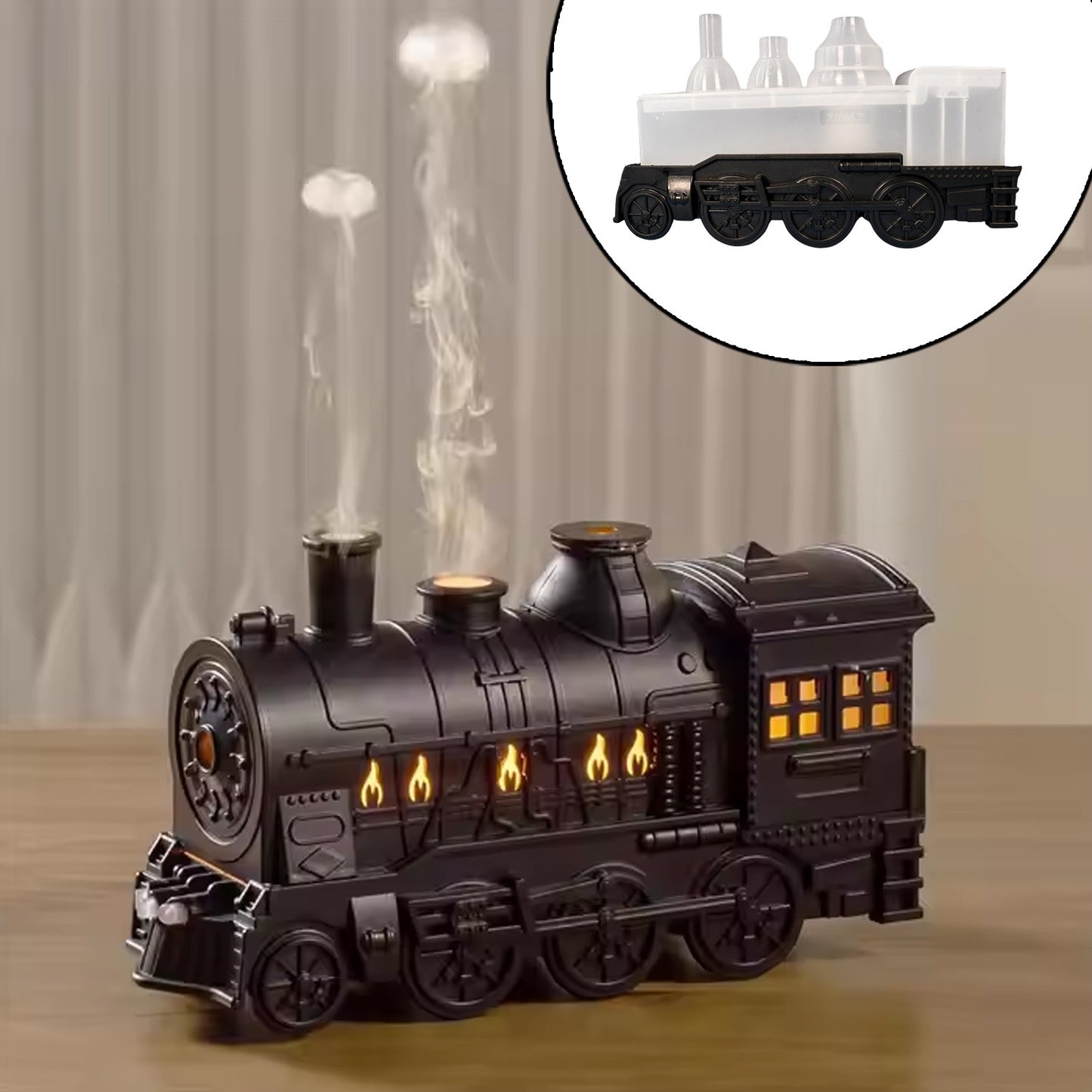 Train-Shaped Portable Mini Humidifier – 300ml Ultrasonic Bedroom, Office & Living Room Air Moisturizer with Night Light (1 Pc, Mix Color)