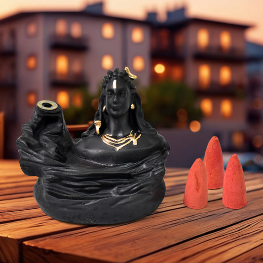 Adiyogi Shiva Backflow Smoke Fountain Incense Holder Burner – Spiritual Home Decor & Gift (1 Pc)
