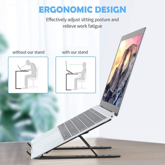 Adjustable Ergonomic Laptop Stand with Foldable Legs – Portable Riser for Desk, Work from Home & Office Use