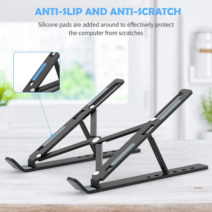 Adjustable Ergonomic Laptop Stand with Foldable Legs – Portable Riser for Desk, Work from Home & Office Use