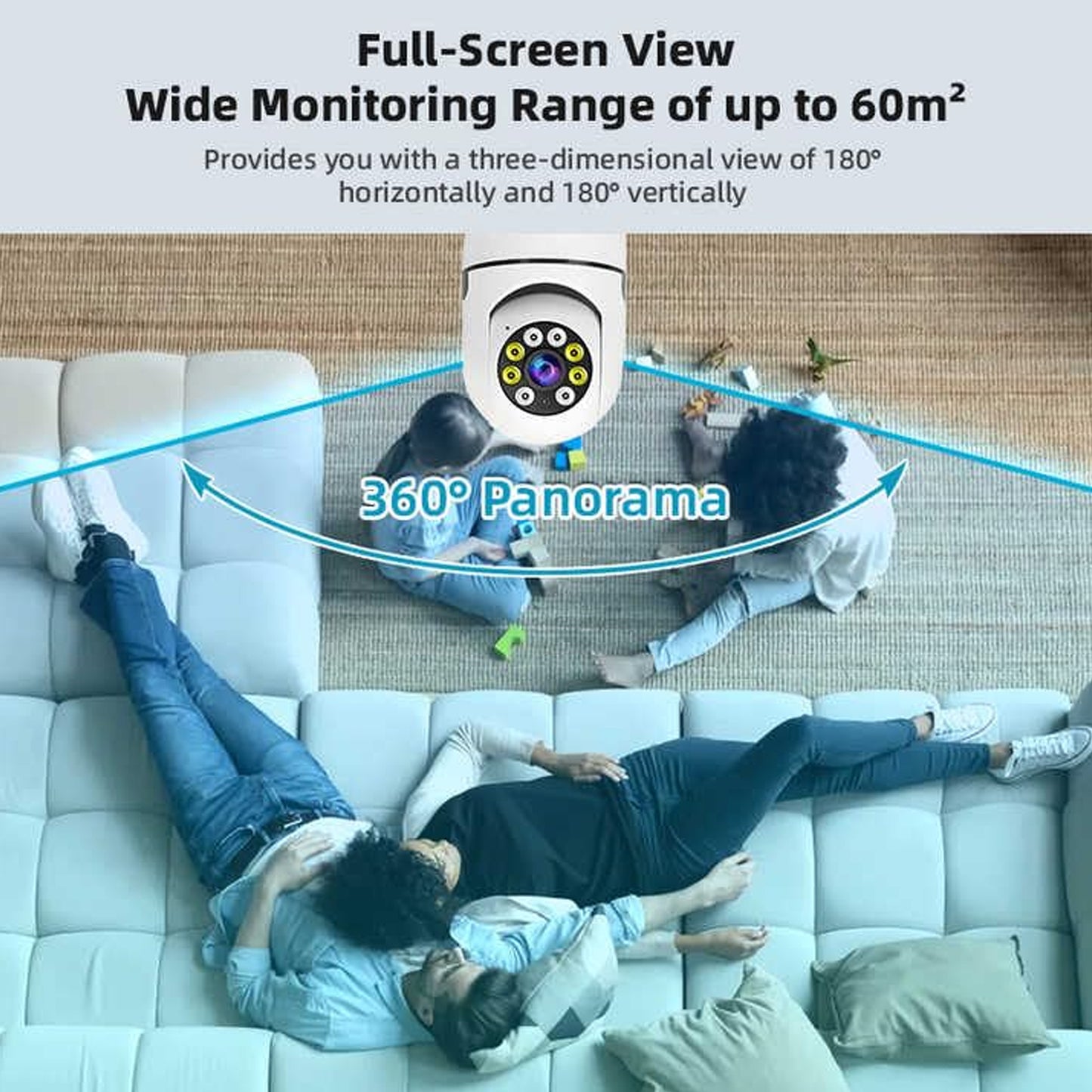 V380 Pro 360° WiFi IP CCTV Security Camera – Panoramic Fisheye Bulb Camera with Motion Detection & Two-Way Audio