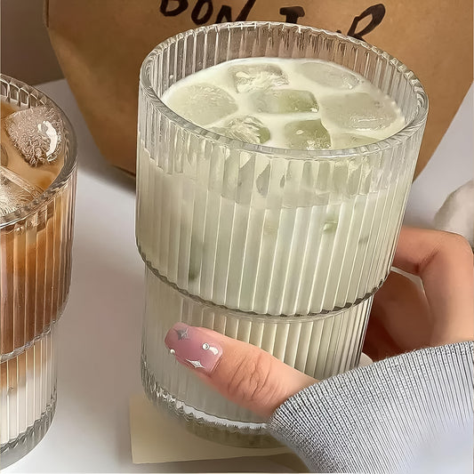 Monaco 450 ML Premium Transparent Plastic Cup with Lid & Straw | Ridged Cold Beverage Tumbler for Home, Office & Travel