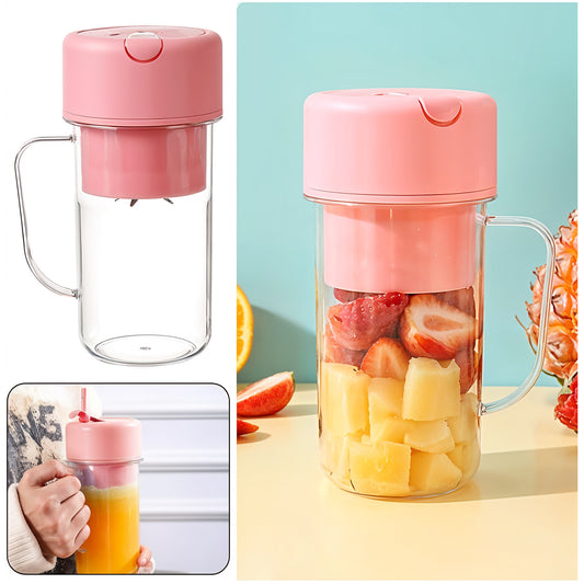 Portable Rechargeable Juicer Blender with Handle & Straw – 6 Blades, 420ml, USB Charging, Smoothie & Milkshake Maker