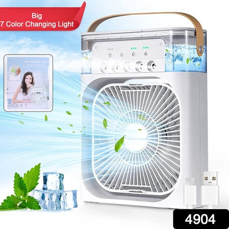 Portable Air Conditioner Fan with 7-Color LED Lights – Personal Desk Cooler, USB-Powered Mini Air Cooler for Home, Office, Outdoor, Travel (Big / 1 Pc)