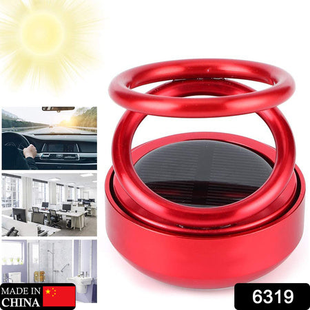 Solar Power Car Aroma Diffuser – 360° Double Ring Rotating Design Car Perfume Air Freshener for Dashboard, Home & Office