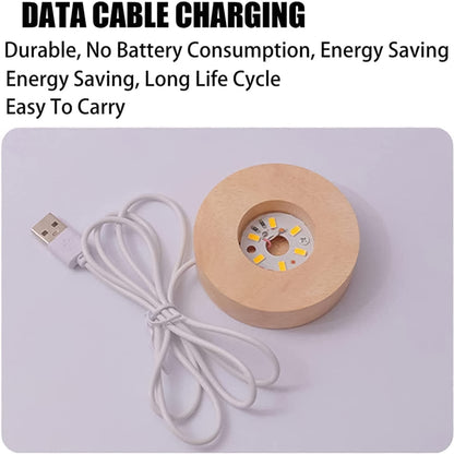 Fish 3D Crystal Ball Night Lamp with Wooden Base – Elegant LED Bedroom Light & Unique Gift Décor