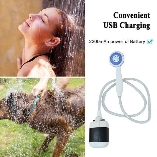 Portable Outdoor Shower Kit – USB Rechargeable Water Pump with Hose & Shower Head for Camping, Travel, Garden & Emergency Use (1 Set)