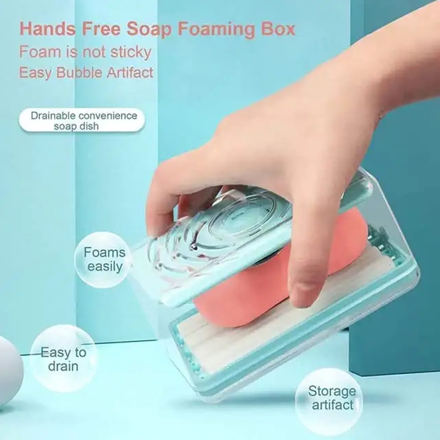 2-in-1 Portable Soap Dish & Dispenser – Multifunctional Foaming Soap Holder with Roller and Drain Holes for Home, Kitchen, and Bathroom