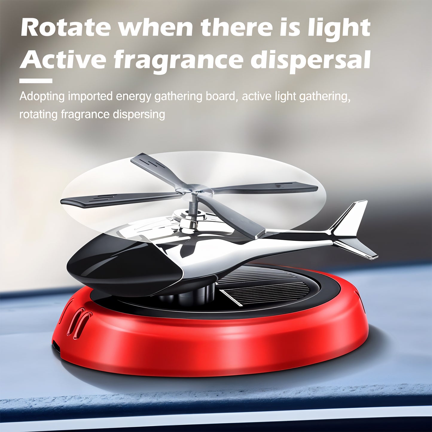 Solar Helicopter Car Air Freshener | Rotating Dashboard Perfume Diffuser with Essential Oils