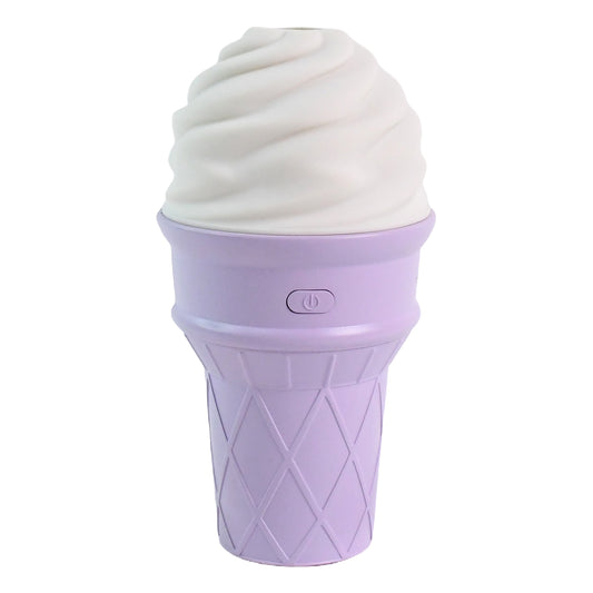 Ice Cream Cone Shape Air Freshener Humidifier – Cool Mist USB Desktop Humidifier with LED Night Light (Purple)
