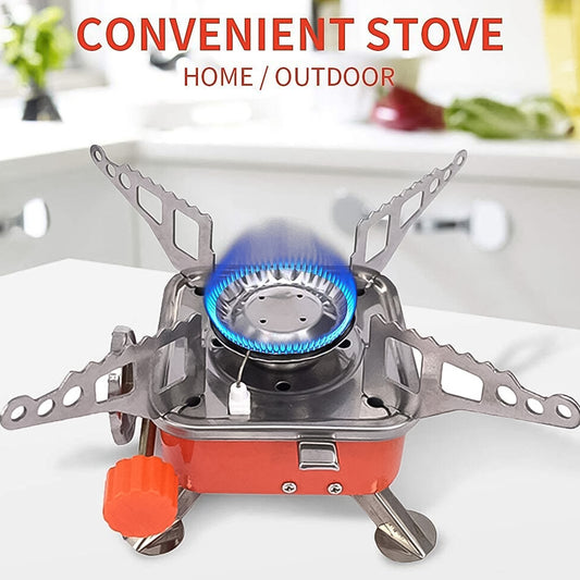 Mini Portable Camping Stove (2800W) – Foldable, Windproof Gas Burner for Travel, Hiking & Outdoor Cooking