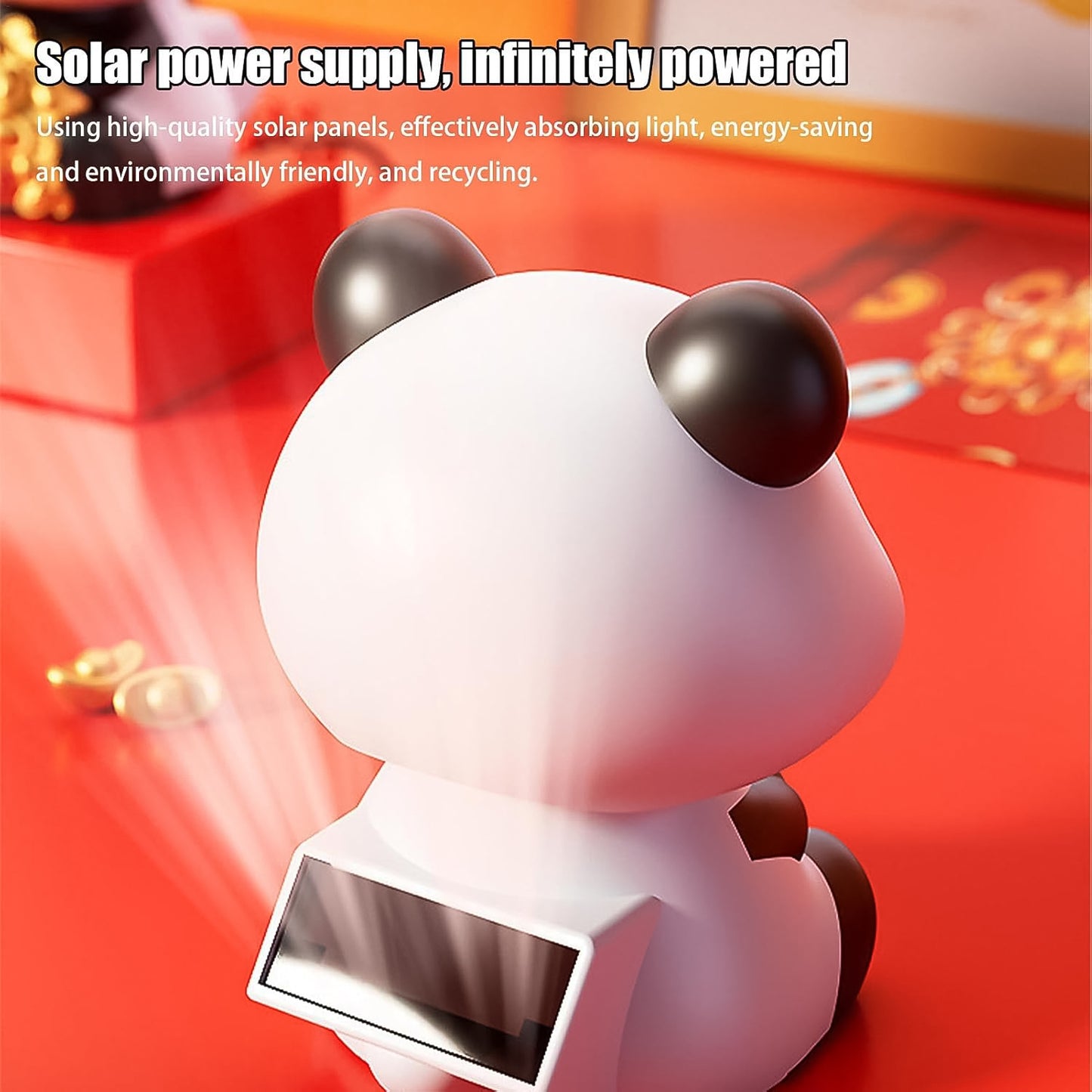 Solar Powered Dancing Panda Car Dashboard Toy – Cute Bobblehead Decoration for Car, Home & Office