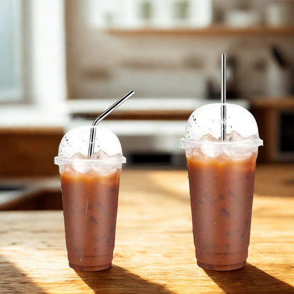 Set of 4 Reusable Stainless Steel Drinking Straws with Cleaning Brush (2 Straight + 2 Bent + 1 Brush)