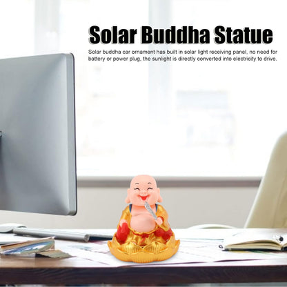 Solar Power Moving Buddha Car Ornament – Nodding & Wobbling Solar Buddha Statue for Dashboard, Desk, Home & Office (1 Pc)