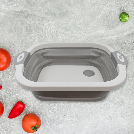 Collapsible Cutting Board with Dish Tub Basket – Space-Saving Kitchen Chopping & Washing Board for Outdoor, Camping, and Home Use
