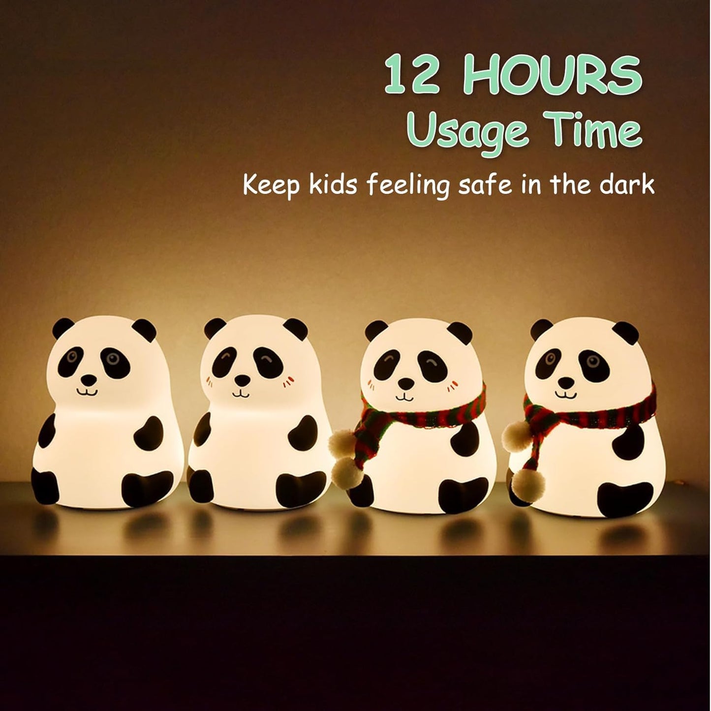 Panda 7-Color LED Silicone Touch Lamp – Rechargeable Night Light for Kids’ Room & Soft Glow Decor
