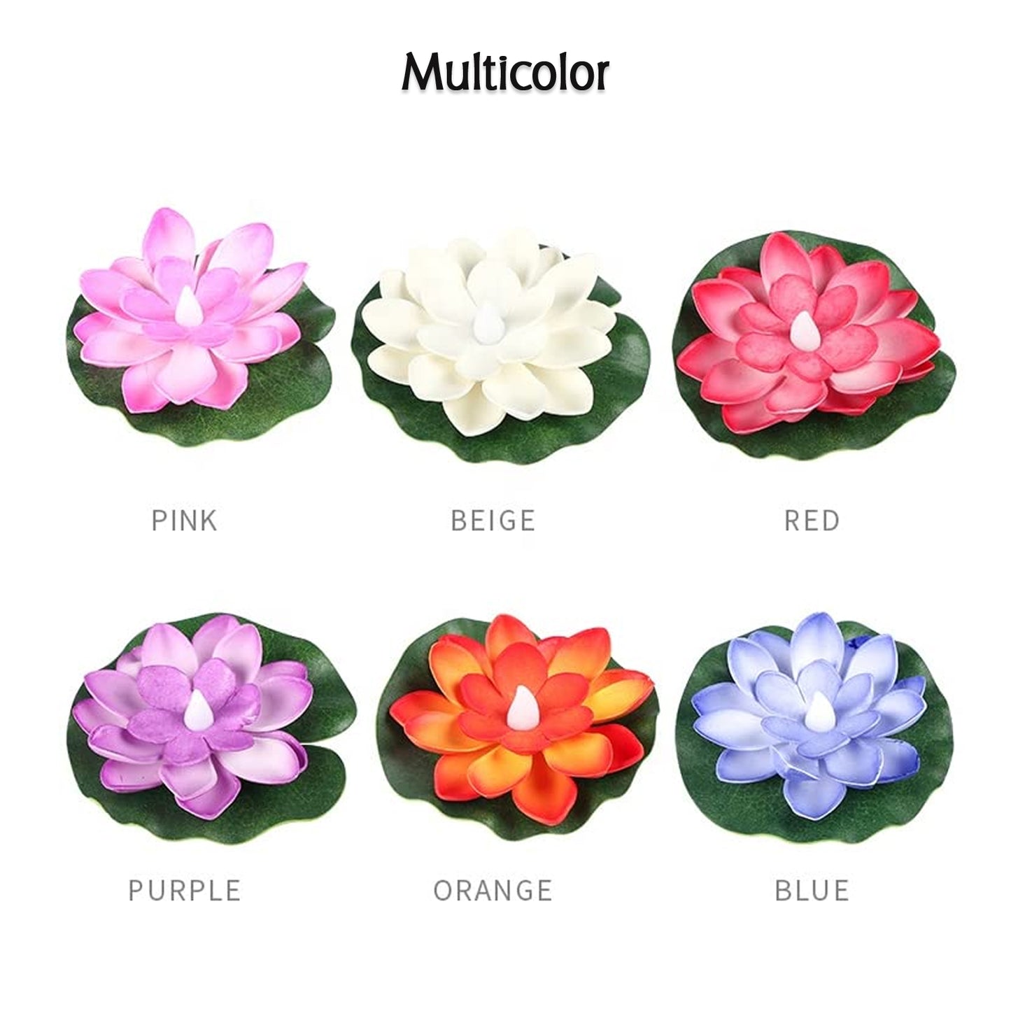 Floating Lotus LED Tealight Candles – Waterproof, Smokeless & Reusable Decorative Lights for Home, Parties & Festivals (Pack of 6)