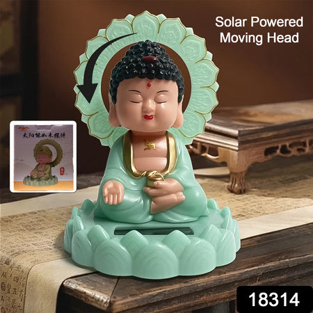Solar-Powered Moving Head Buddha Idol – Eco-Friendly Dashboard & Home Décor Showpiece (1 Pc)