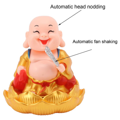 Solar Power Moving Buddha Car Ornament – Nodding & Wobbling Solar Buddha Statue for Dashboard, Desk, Home & Office (1 Pc)