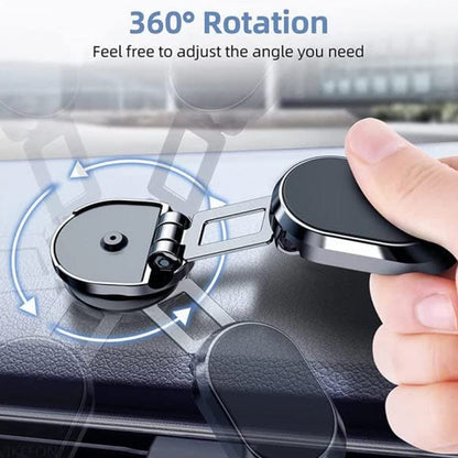 360° Rotating Magnetic Car Phone Holder | Alloy Folding Dashboard & Windshield Mount | Strong Magnetic Suction | Universal Mobile Stand for Cars (1 Pc)