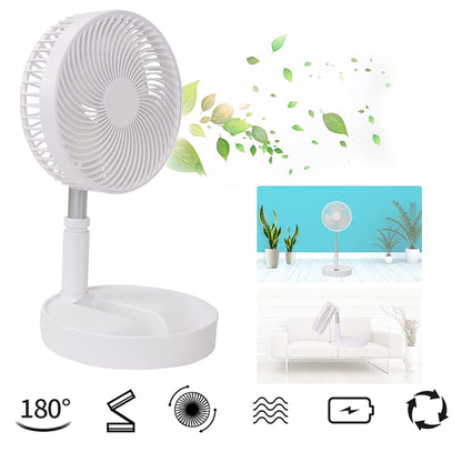 Telescopic Electric Desktop Fan – Foldable, Height Adjustable & Portable USB Personal Fan for Office, Bedside & Travel