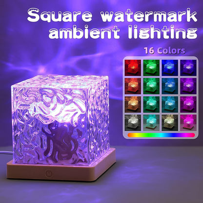 Dynamic Rotating Water Ripple Night Lamp – 16-Color Crystal LED with Remote, Ocean Wave Projector for Bedroom, Party & Home Décor