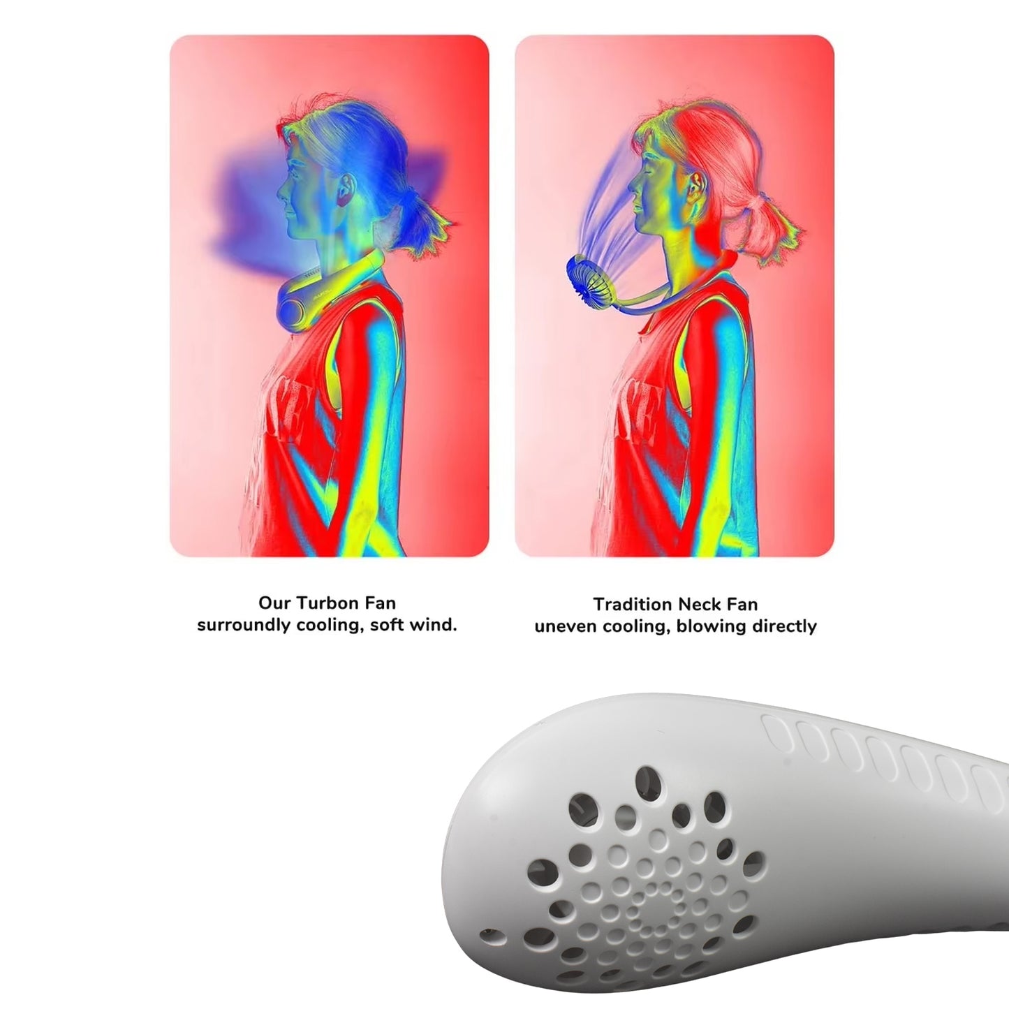 Portable Neck Fan – USB Rechargeable Wearable Headphone-Style Personal Fan with 3 Speeds for Outdoor, Travel & Sports