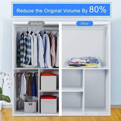 5-Piece Vacuum Storage Bag Set with Suction Pump & Shirt Clips | Space-Saver Compression Bags for Clothes, Blankets, Travel & Home